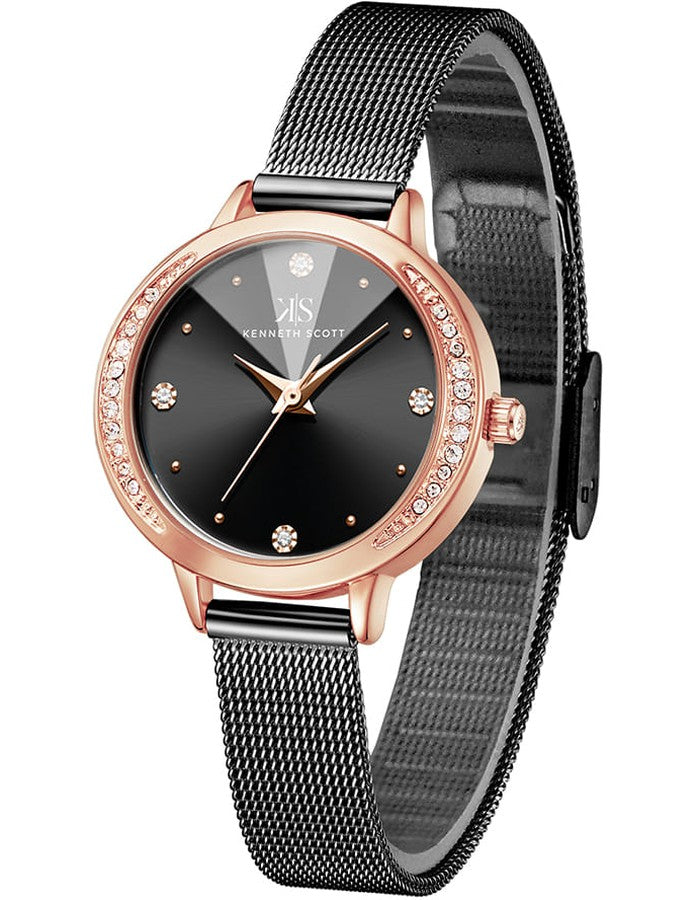 Kenneth Scott Women's Analog Black Dial Watch - K22523-RMBB