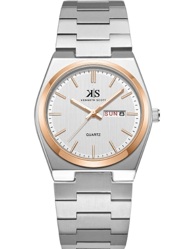 Kenneth Scott Men's Analog White Dial Watch - K24011-KBSW