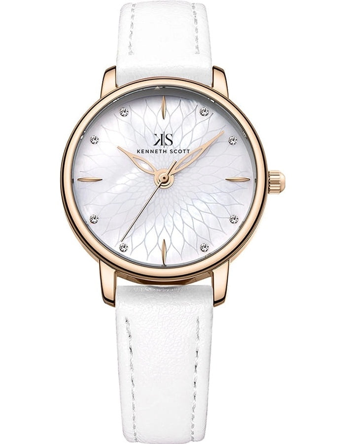 Kenneth Scott Women's Analog White Dial Watch - K22524-KLWM