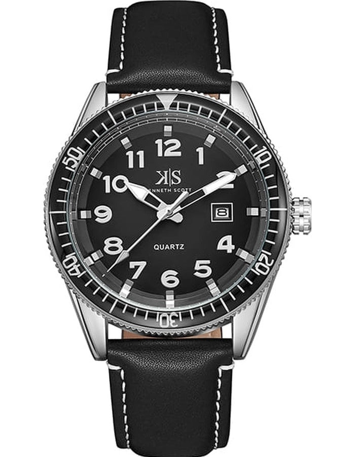 Kenneth Scott Men's Analog Black Dial Watch - K23028-SLBB