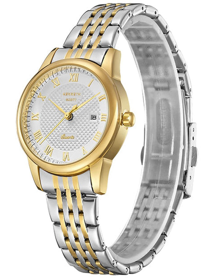 ساعة كينيث سكوت النسائية التناظرية ذات المينا البيضاء - K23530-TBTW