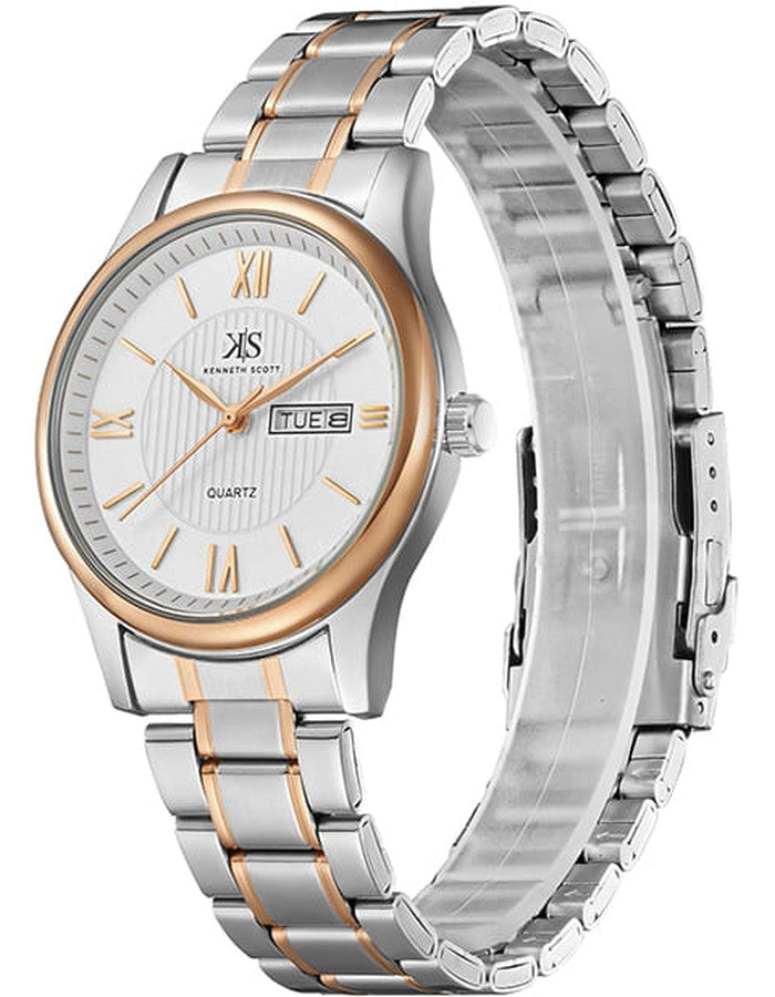 Kenneth Scott Men's Analog White Dial Watch - K23029-KBKW