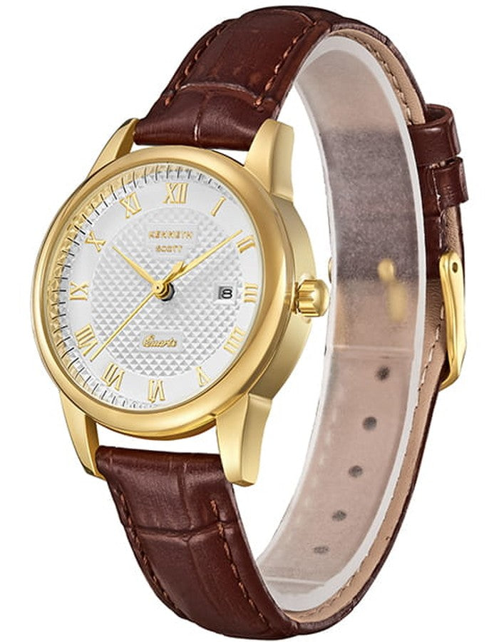 Kenneth Scott Women's Analog Beige Dial Watch - K23530-GLDI