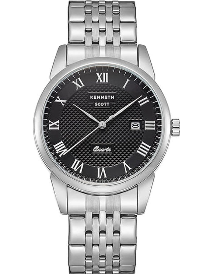 Kenneth Scott Men's Analog Black Dial Watch - K23030-SBSB