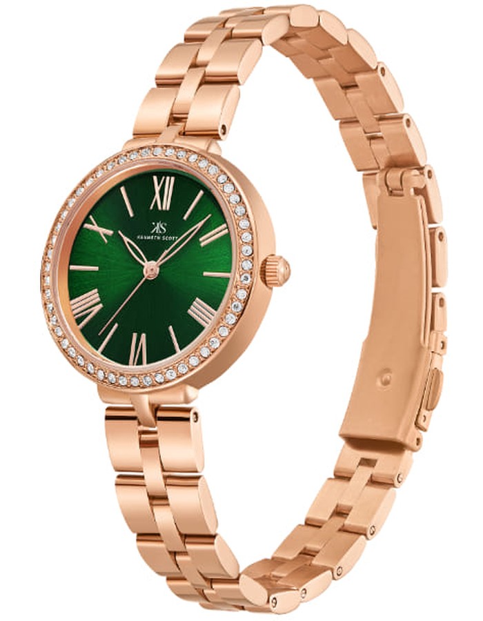 ساعة كينيث سكوت النسائية التناظرية ذات المينا الخضراء - K23502-RBKG