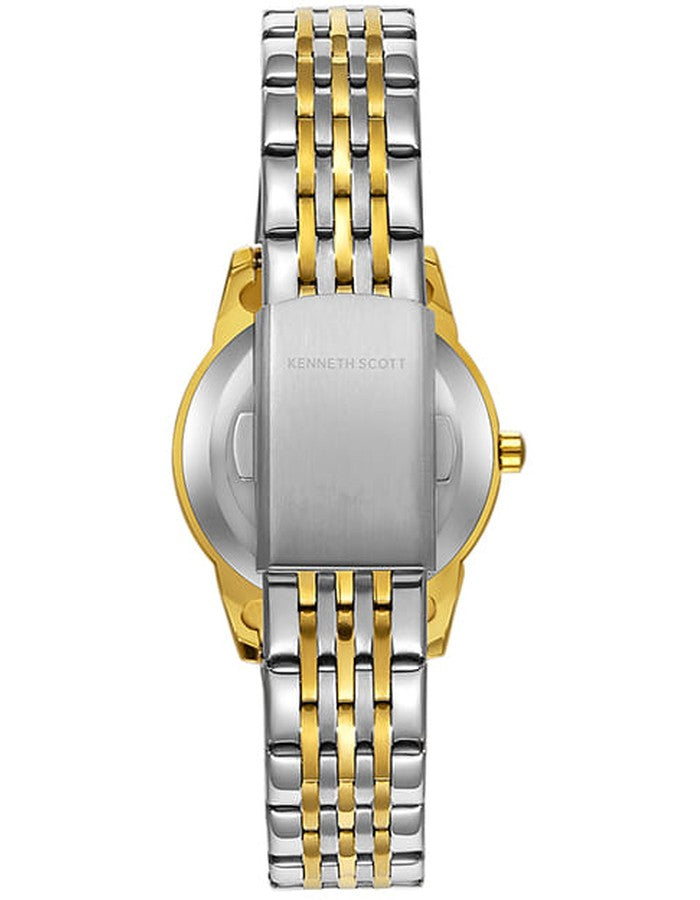 ساعة كينيث سكوت النسائية التناظرية ذات المينا البيضاء - K23530-TBTW