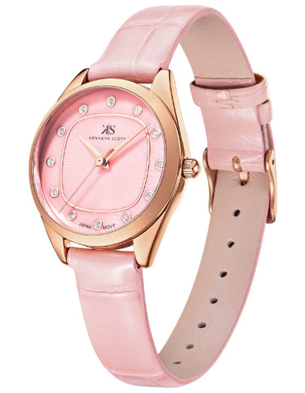 Kenneth Scott Women's Analog Pink Dial Watch - K24508-RLPP