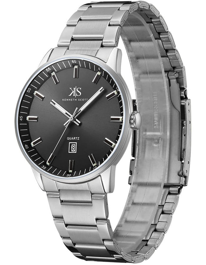 Kenneth Scott Men's Analog Black Dial Watch - K22010-SBSB