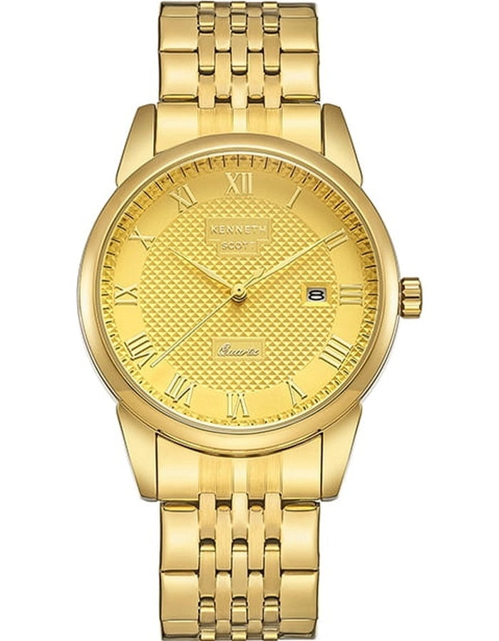 Kenneth Scott Men's Analog Champagne Dial Watch - K23030-GBGC