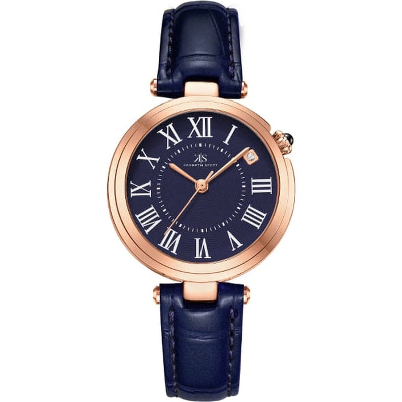 ساعة كينيث سكوت النسائية التناظرية ذات المينا الزرقاء - K24510-RLNN