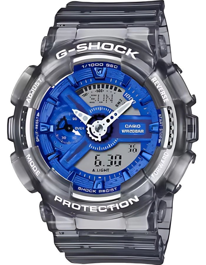 ساعة جي-شوك ​​نسائية تناظرية-رقمية بمينا أزرق - GMA-S110TB-8ADR