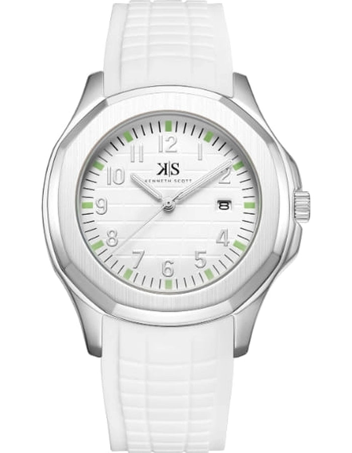 Kenneth Scott Men's Analog White Dial Watch - K24014-SSWW