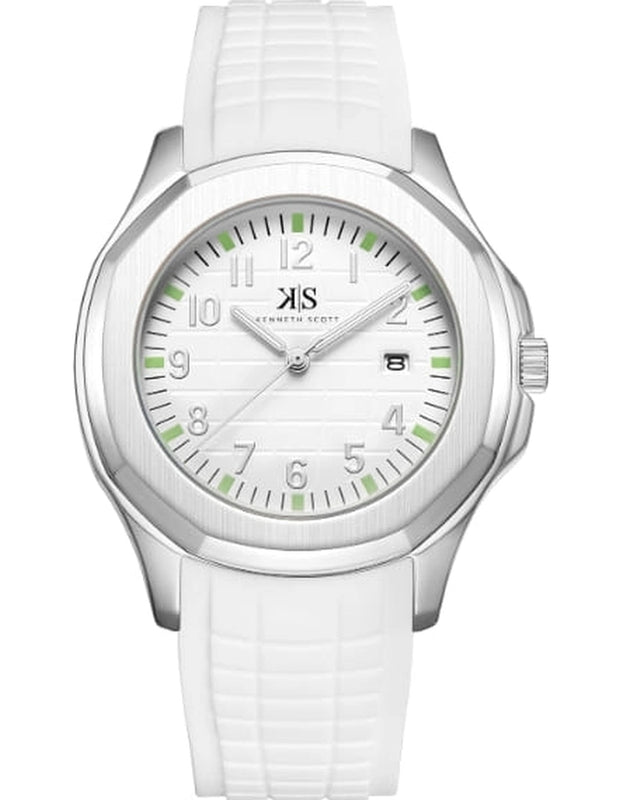 Kenneth Scott Men's Analog White Dial Watch - K24014-SSWW