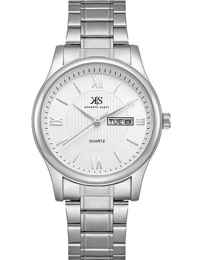 Kenneth Scott Men's Analog White Dial Watch - K23029-SBSW