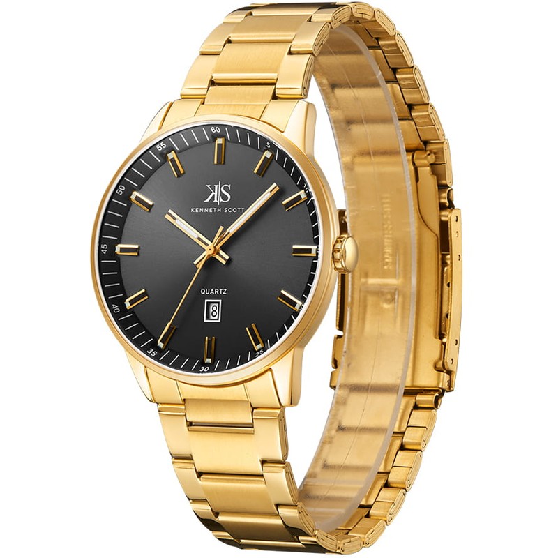 Kenneth Scott Men's Analog Black Dial Watch - K22010-GBGB