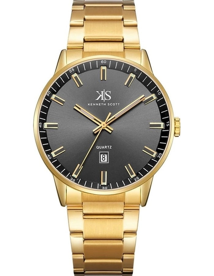 Kenneth Scott Men's Analog Black Dial Watch - K22010-GBGB