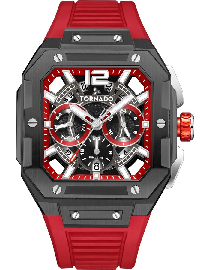 Tornado Xenith Curve Men's Multi Function Red Dial Watch - T26101-XFRR