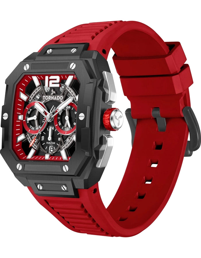 Tornado Xenith Curve Men's Multi Function Red Dial Watch - T26101-XFRR