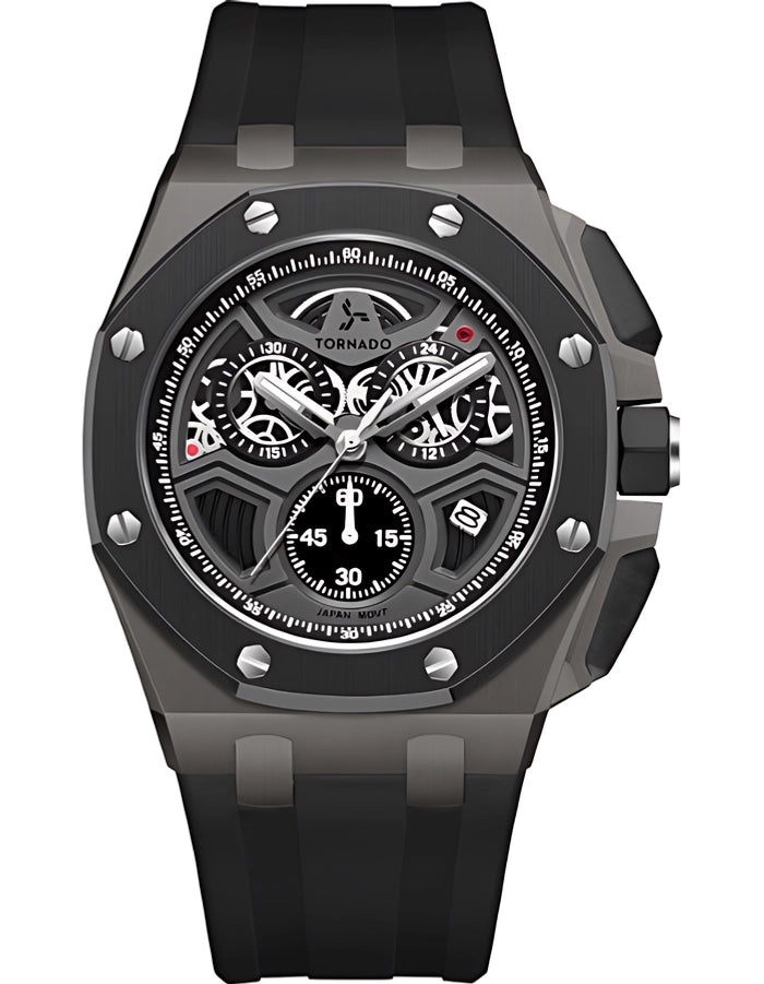 TORNADO LUMINA CHRONOSPHERE Men's Chronograph Gun Metal With Black Dial Watch - T25103-XSBXB