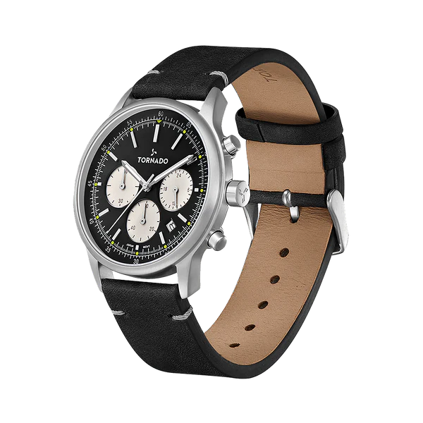 Tornado Men's Black Dial Multi Function Watch - T24108-SLBB