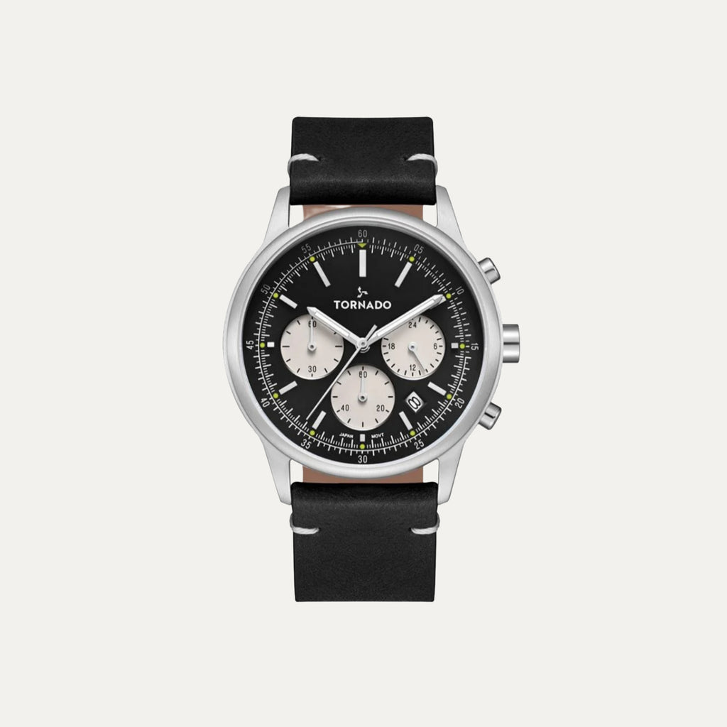 Tornado Men's Black Dial Multi Function Watch - T24108-SLBB