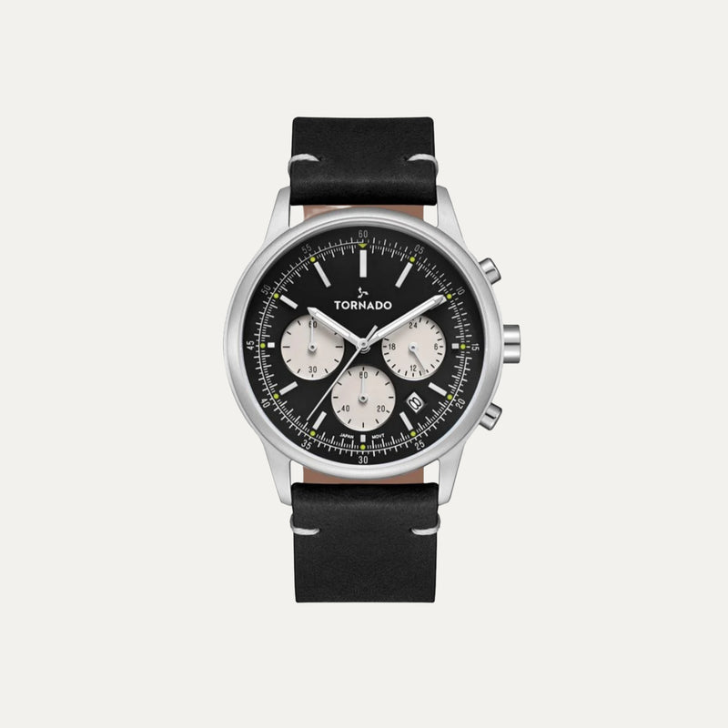 Tornado Men's Black Dial Multi Function Watch - T24108-SLBB