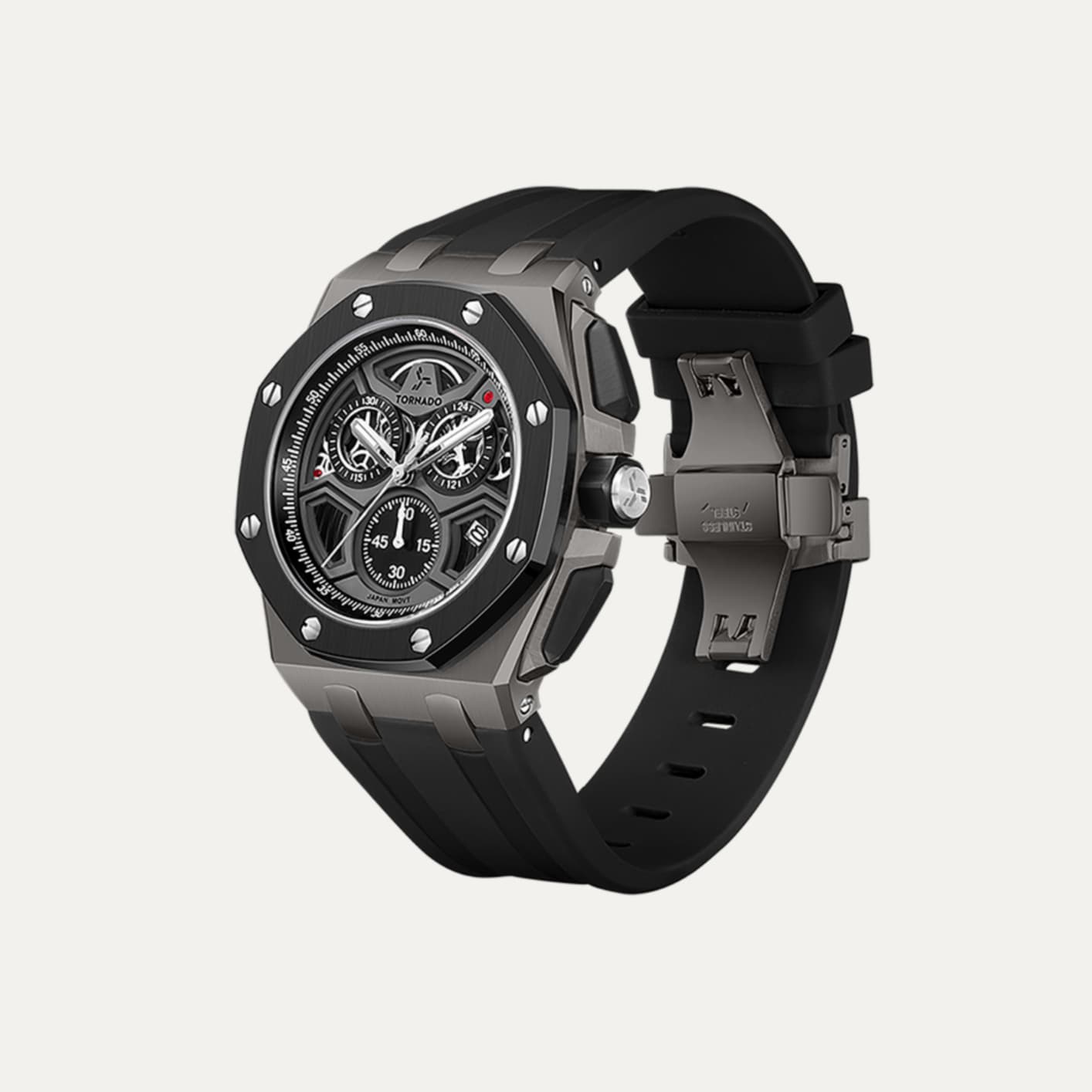 TORNADO LUMINA CHRONOSPHERE Men's Chronograph Gun Metal With Black Dial Watch - T25103-XSBXB