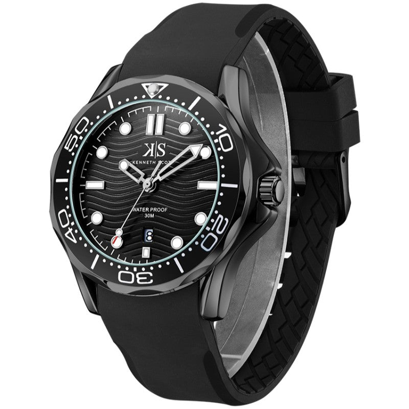 Kenneth Scott Men's Analog Black Dial Watch - K22009-BSBB