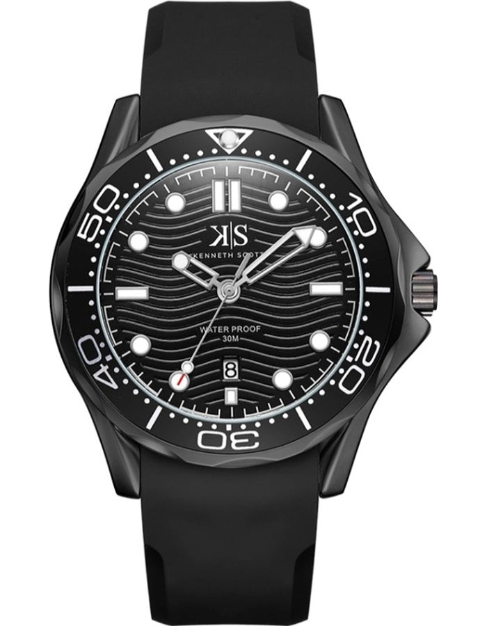 Kenneth Scott Men's Analog Black Dial Watch - K22009-BSBB