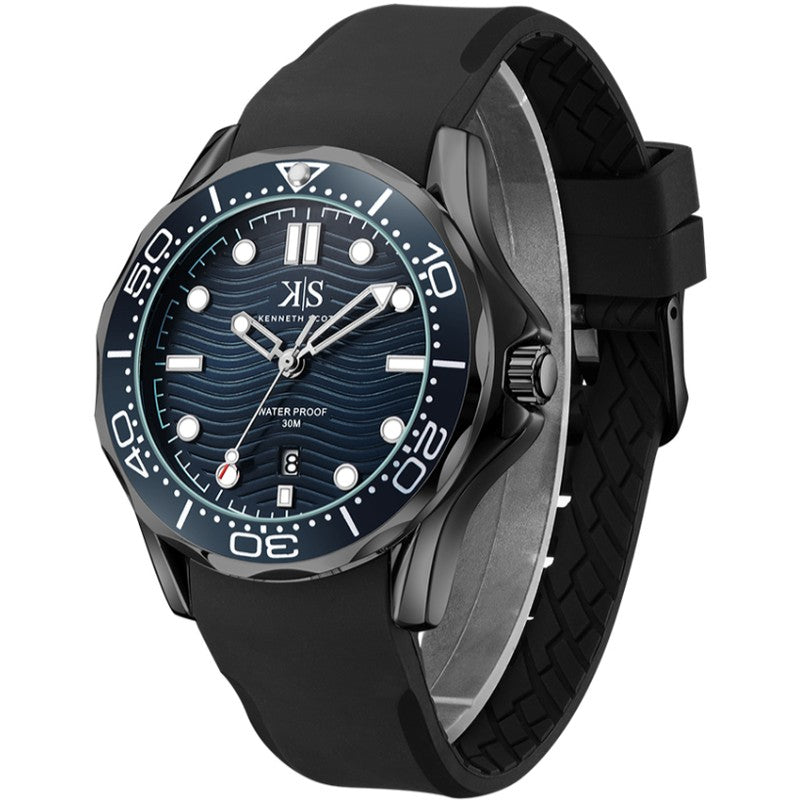 Kenneth Scott Men's Analog Dark Blue Dial Watch - K22009-BSBN