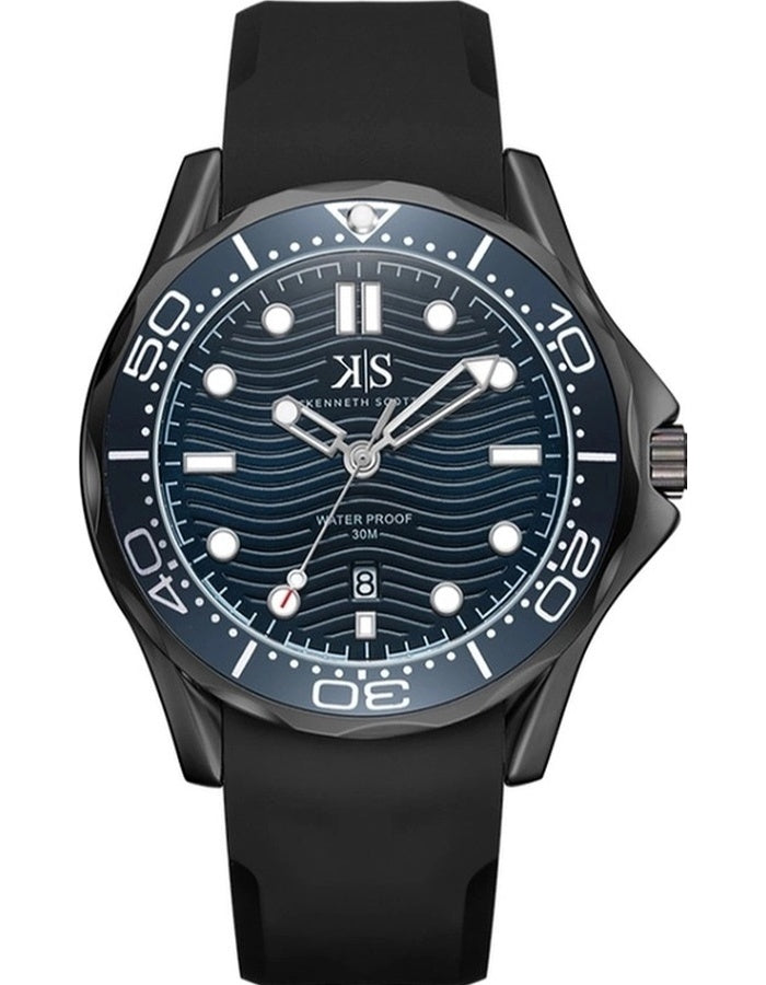 Kenneth Scott Men's Analog Dark Blue Dial Watch - K22009-BSBN