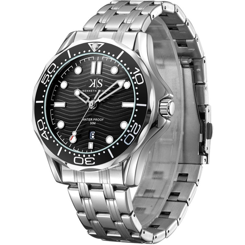 Kenneth Scott Men's Analog Black Dial Watch - K22009-SBSB