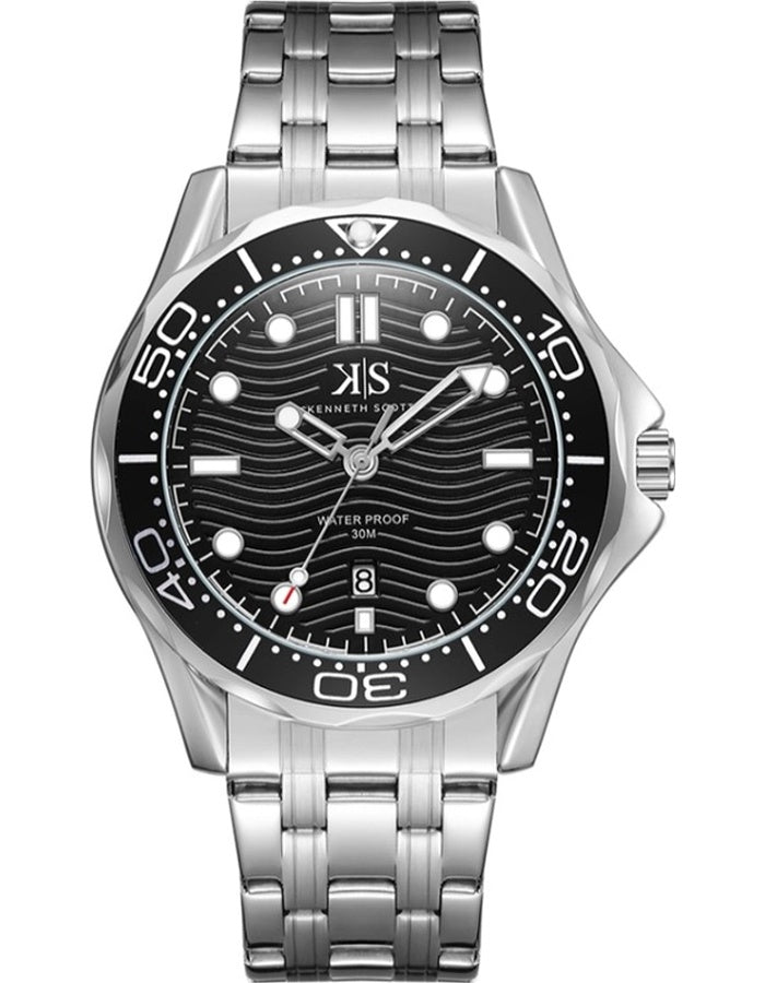 Kenneth Scott Men's Analog Black Dial Watch - K22009-SBSB