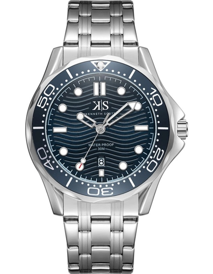Kenneth Scott Men's Analog Blue Dial Watch - K22009-SBSN