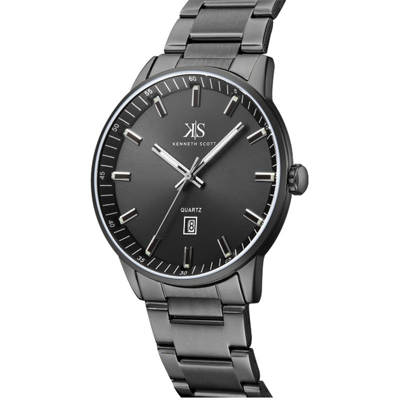 Kenneth Scott Men's Analog Black Dial Watch - K22010-BBBB
