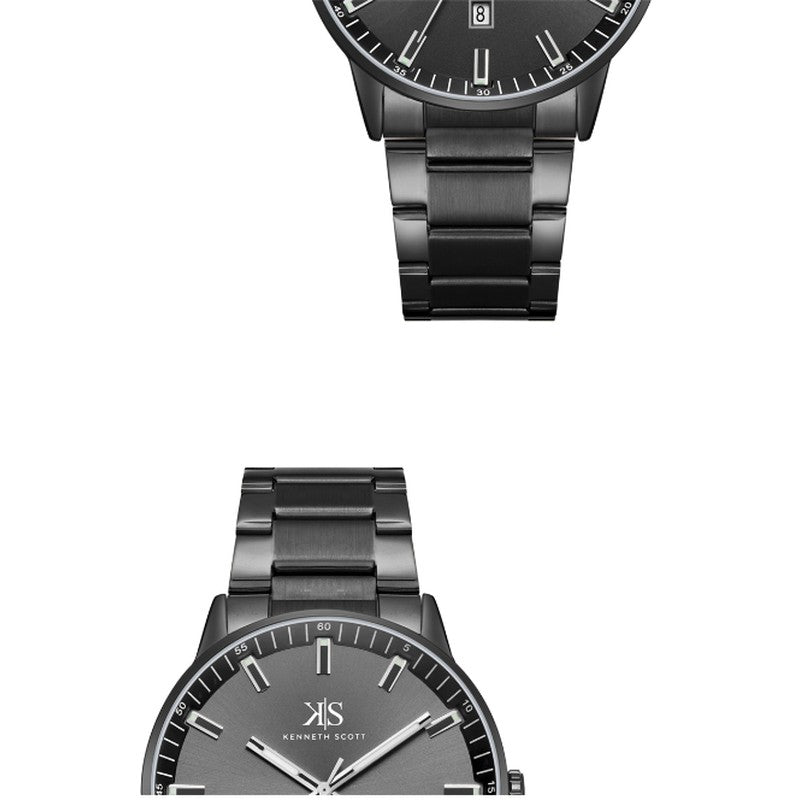 Kenneth Scott Men's Analog Black Dial Watch - K22010-BBBB