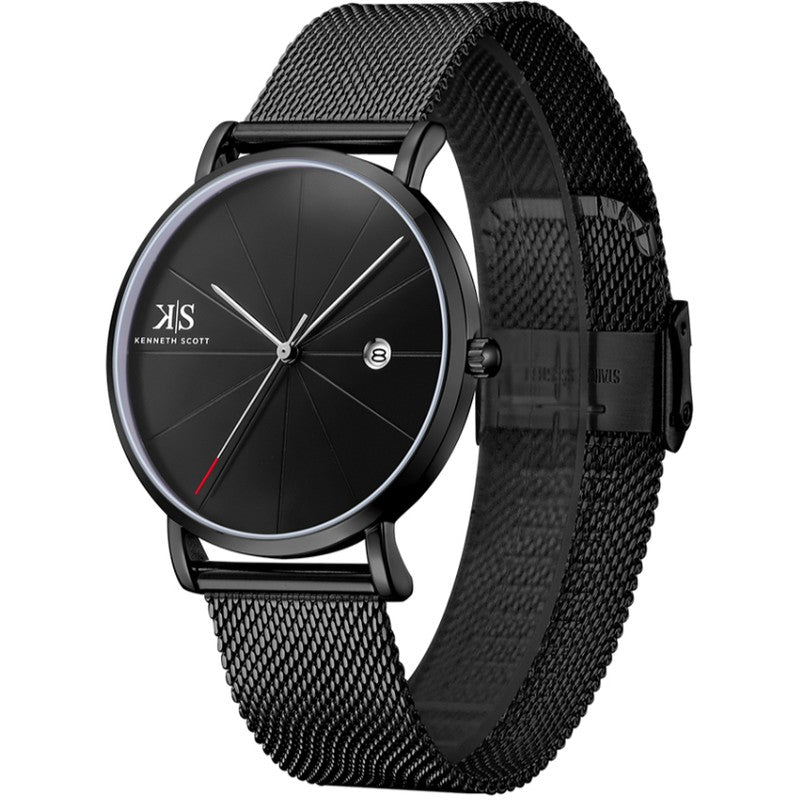 Kenneth Scott Men's Analog Black Dial Watch - K22013-BMBB