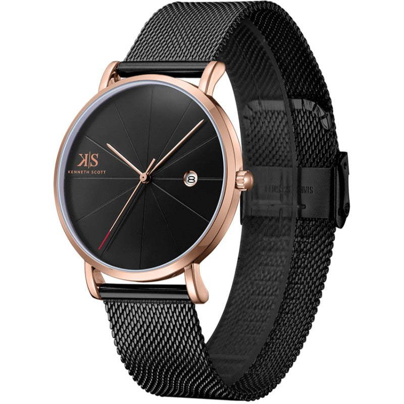 Kenneth Scott Men's Analog Black Dial Watch - K22013-KMBB