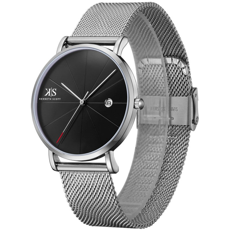 Kenneth Scott Men's Analog Black Dial Watch - K22013-SMSB