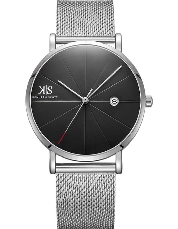 Kenneth Scott Men's Analog Black Dial Watch - K22013-SMSB