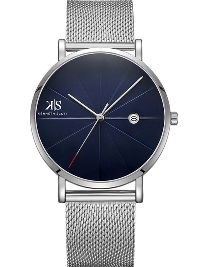 Kenneth Scott Men's Analog Blue Dial Watch - K22013-SMSN