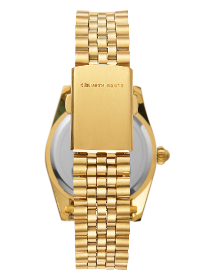 Kenneth Scott Men's Analog Beige Dial Watch - K22036-GBGC