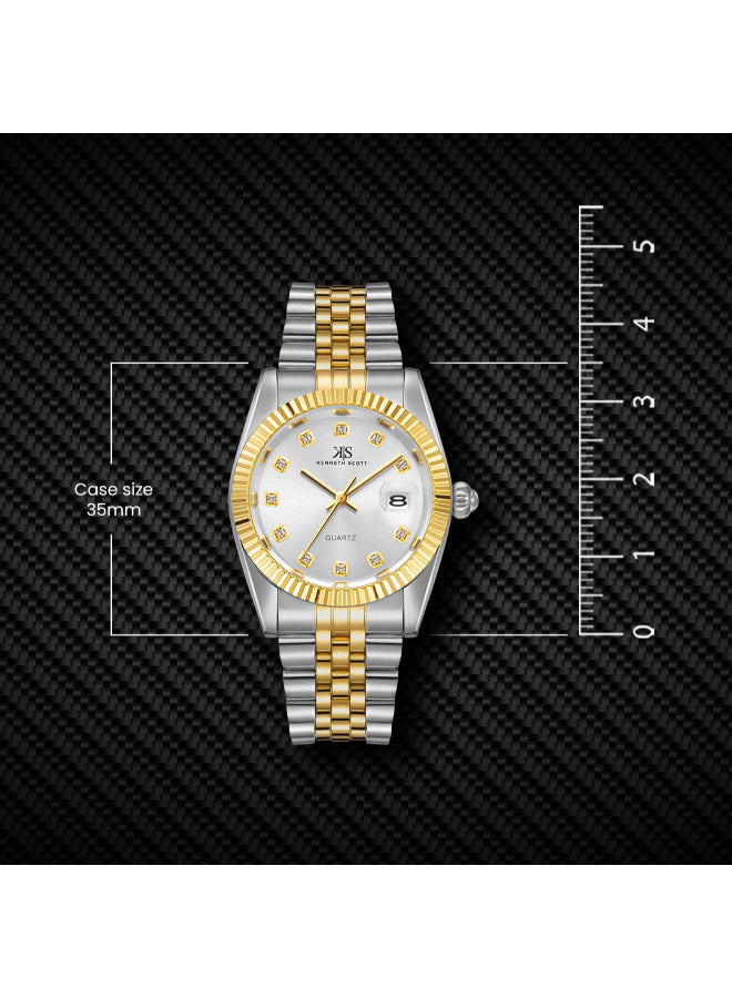 Kenneth Scott Men's Analog White Dial Watch - K22036-TBTW