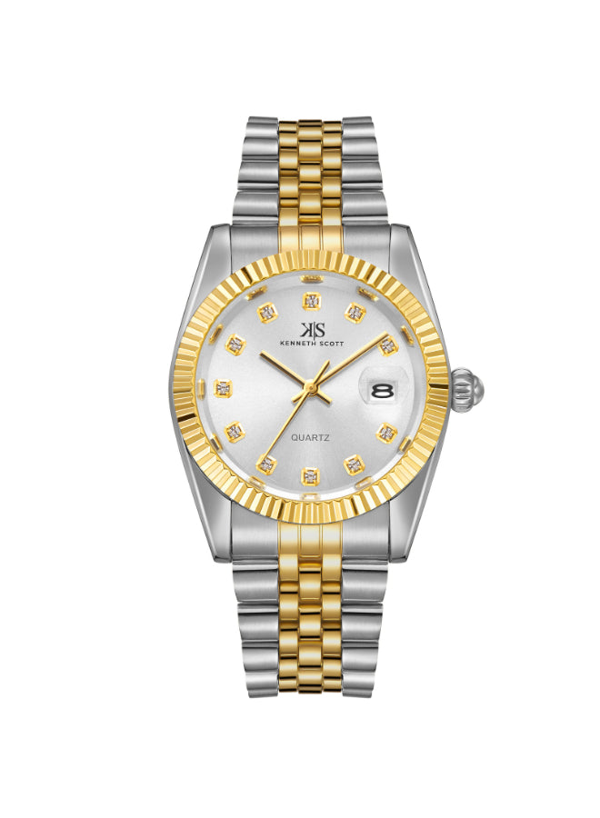 Kenneth Scott Men's Analog White Dial Watch - K22036-TBTW