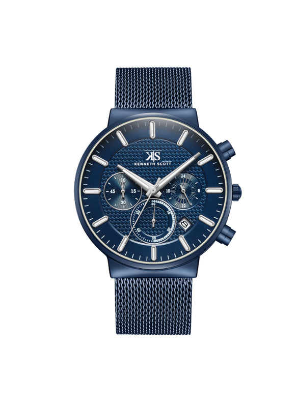 Kenneth Scott Men's Multi Function Blue Dial Watch - K22133-NMNN