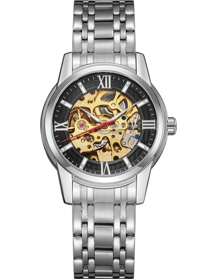 Kenneth Scott Men's Mechanical Black Dial Watch - K22311-SBSB