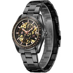 Kenneth Scott Men's Mechanical Black Dial Watch - K22312-BBBB