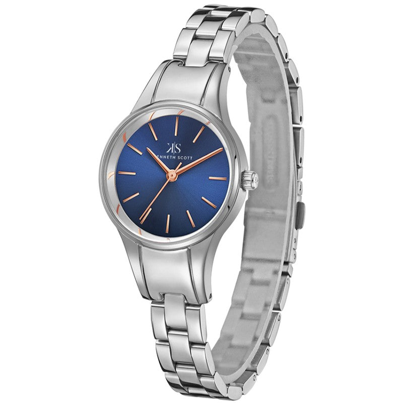 Kenneth Scott Women's Analog Blue Dial Watch - K22517-SBSN