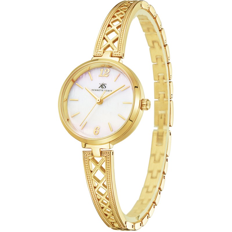 Kenneth Scott Women's Analog White Dial Watch - K22518-GBGM