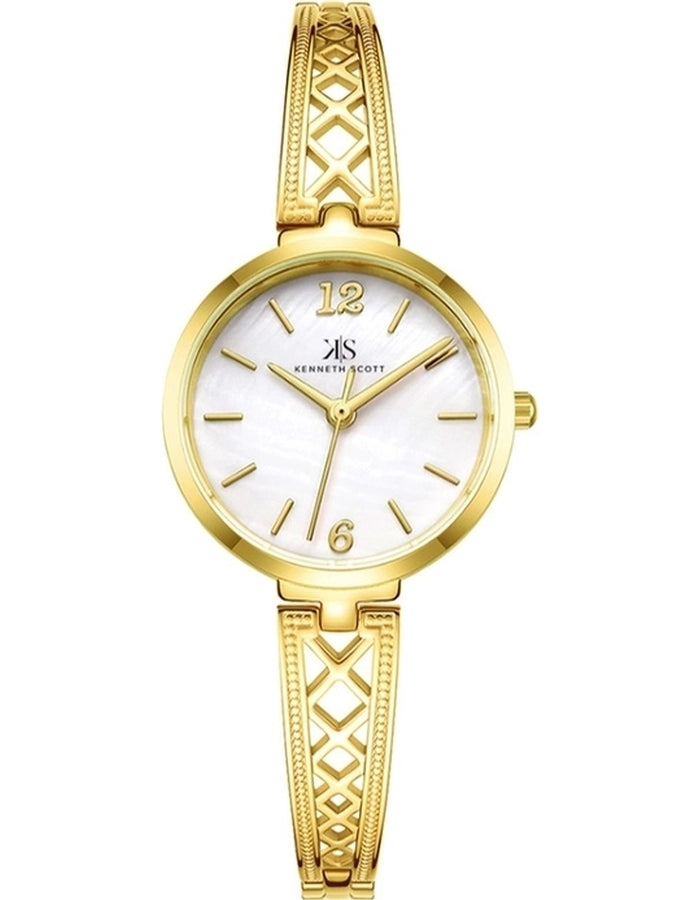 Kenneth Scott Women's Analog White Dial Watch - K22518-GBGM
